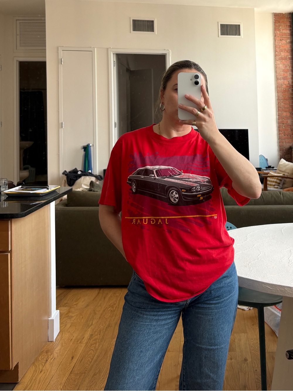Vintage Red Graphic Jaguar Men’s T‑Shirt